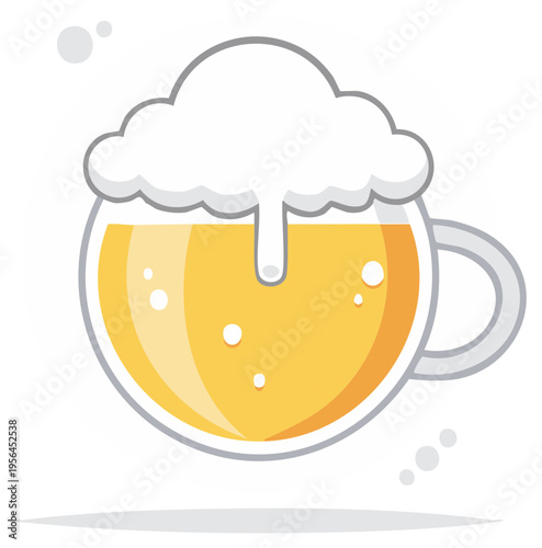 Refreshing Beer Mug Icon with Foamy Head Depicting Celebration and Social Gathering at Pub or Bar