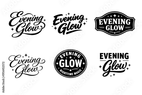 Evening glow logo designs collection with script and serif fonts
