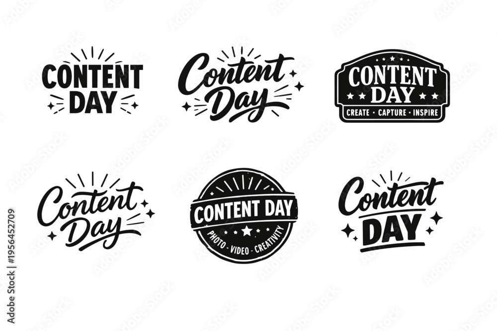 Fototapeta premium Creative content day logos with inspiring typography designs
