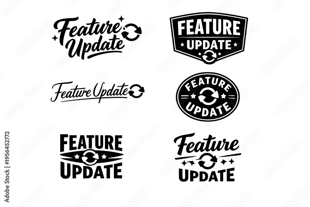 Fototapeta premium Feature update icons set with arrows in various styles