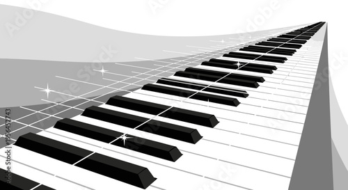 Endless Keyboard: An abstract illustration of piano keys creating a sense of boundless music and