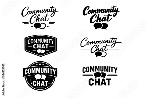 Community chat logos with speech bubble designs in various styles
