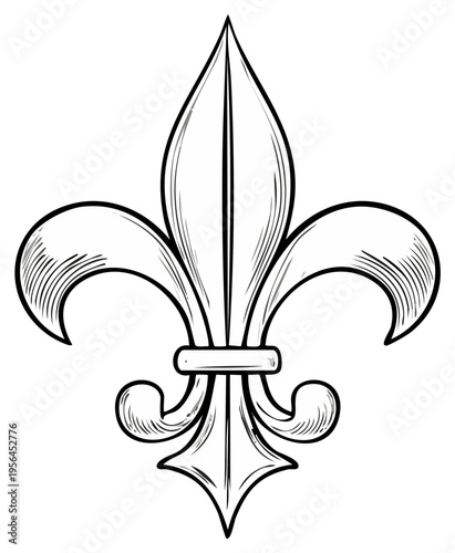 Elegant Fleur de Lis symbol with classic engraved texture and heraldic decorative style