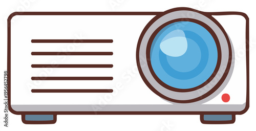 Cartoon Style Projector Illustration for Presentation and Home Theater Systems, Entertainment Technology