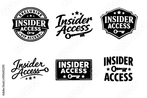Vintage-style insider access designs with keys and stars motif