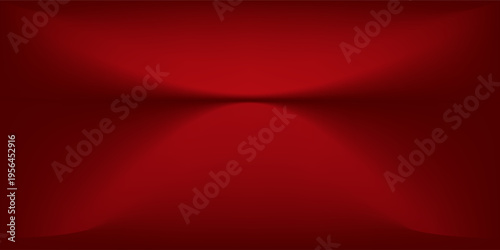 Minimal red gradient podium background. Light scene for product. Horizontal empty 3d studio backdrop. Skyline mockup. Vector illustration