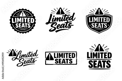 Limited seats warning badges in various styles and shapes