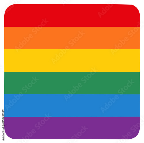 Rainbow flag with rounded corners representing pride and diversity