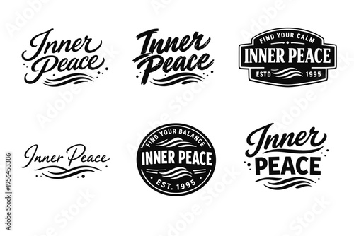 Inner peace logo collection - typography and design variations