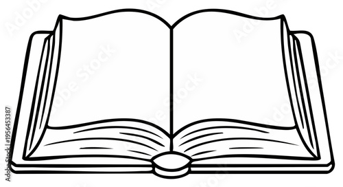 Open book outline with blank pages for reading and learning concepts