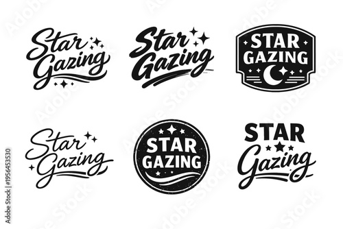 Variety of star gazing logos with decorative elements
