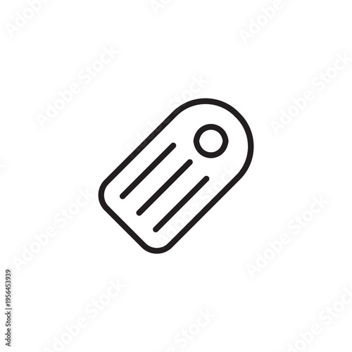 Simple Line Drawing of Rectangular Price Tag Icon with Hole.