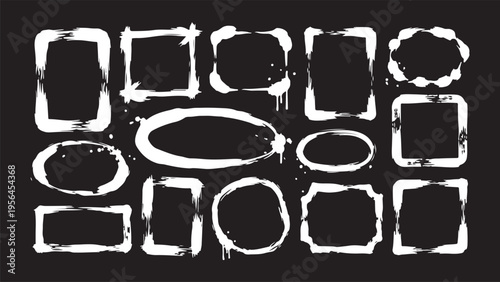 A collection of primitive, hand-sketched abstract figures composed of solid circles, triangles, and squares. 