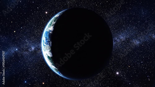 Time-lapse of the glowing Earth globe turning into a dark silhouette
