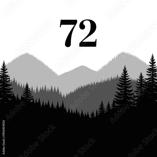 72 hour countdown timer over misty mountain forest silhouette