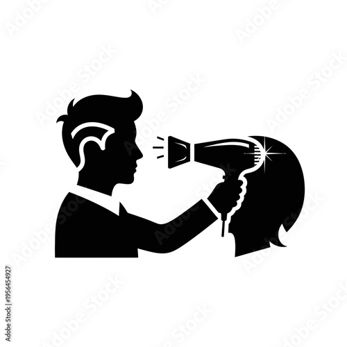 stylist drying hair with blow dryer