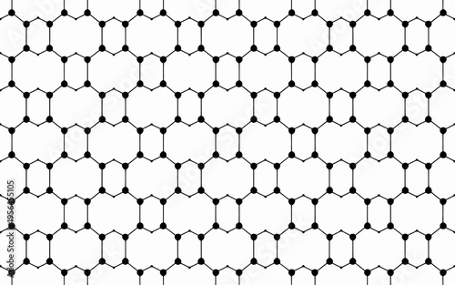 Black hexagonal mesh pattern on white background texture grid network honeycomb