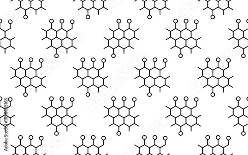 Seamless molecular structure pattern on white background chemistry molecule science