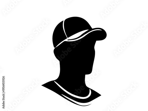minimalist black baseball cap on mannequin head isolated white background