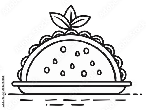 Delicious taco illustration with fresh garnish served on a plate