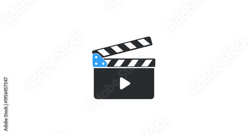 Stylized Film Slate with Blue Hinge and Play Icon