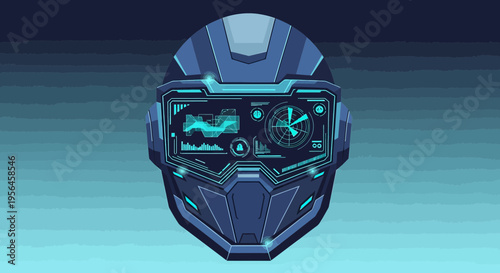 Futuristic helmet design with integrated augmented reality interface for virtual navigation