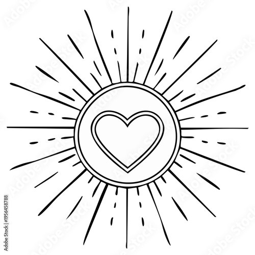 Radiant Heart Emblem Symbolizing Love and Positive Energy Burst