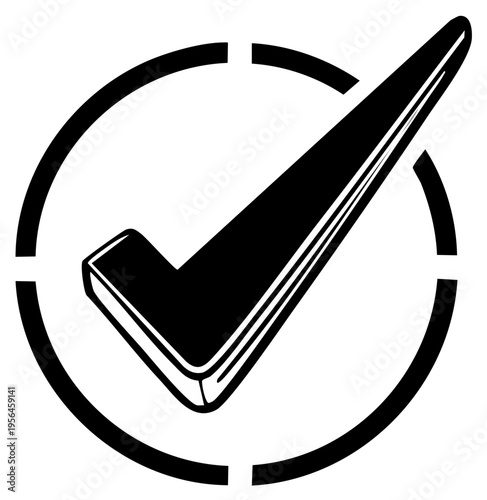 Black and white check mark inside a circle, representing approval, choice, or completion.