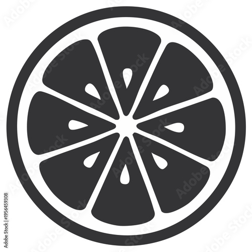 Sliced Citrus Fruit Graphic Symbol Fresh Juice Icon Flat Design Illustration