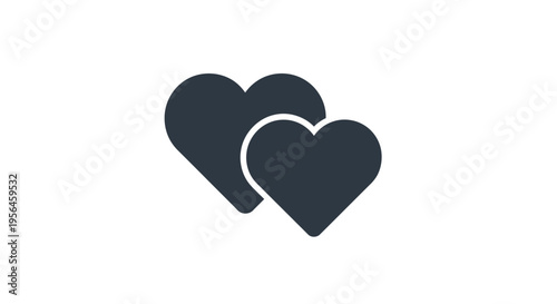 Two Dark Blue Hearts Overlapping Symbolizing Love and Affection