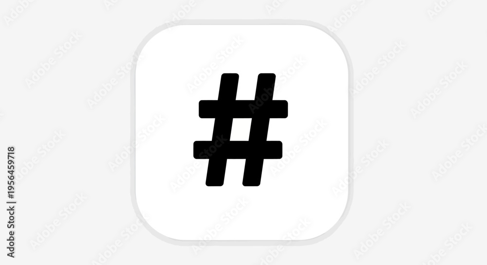 Fototapeta premium Black Hashtag Symbol on a White Rounded Square Background