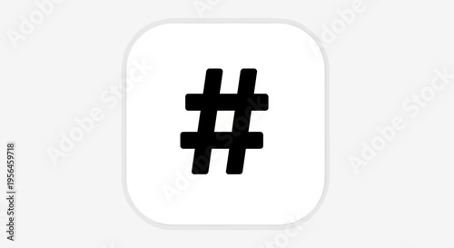 Black Hashtag Symbol on a White Rounded Square Background