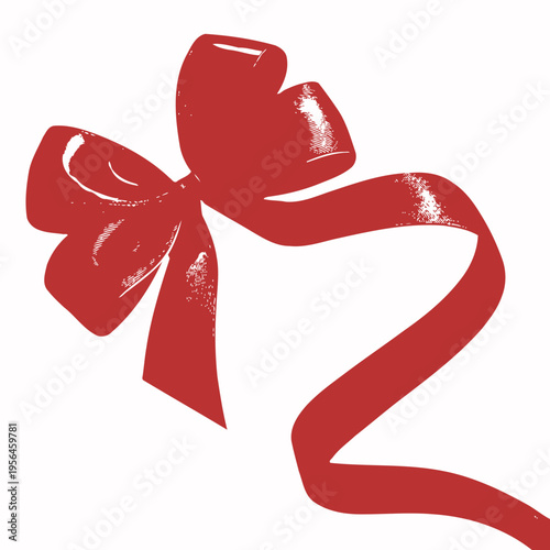 Red ribbon bow on white background