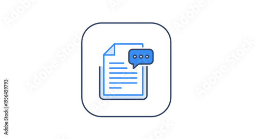 Blue Document with Speech Bubble Icon Design