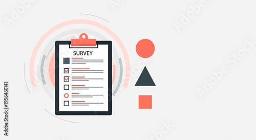 Graphical Illustration of a Survey Clipboard with Geometric Shapes for Design Purposes
