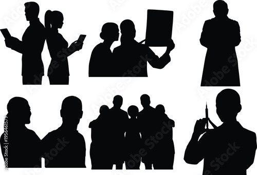 Doctor Silhouette Examining Medical Chart in Clinic Professional Healthcare Provider