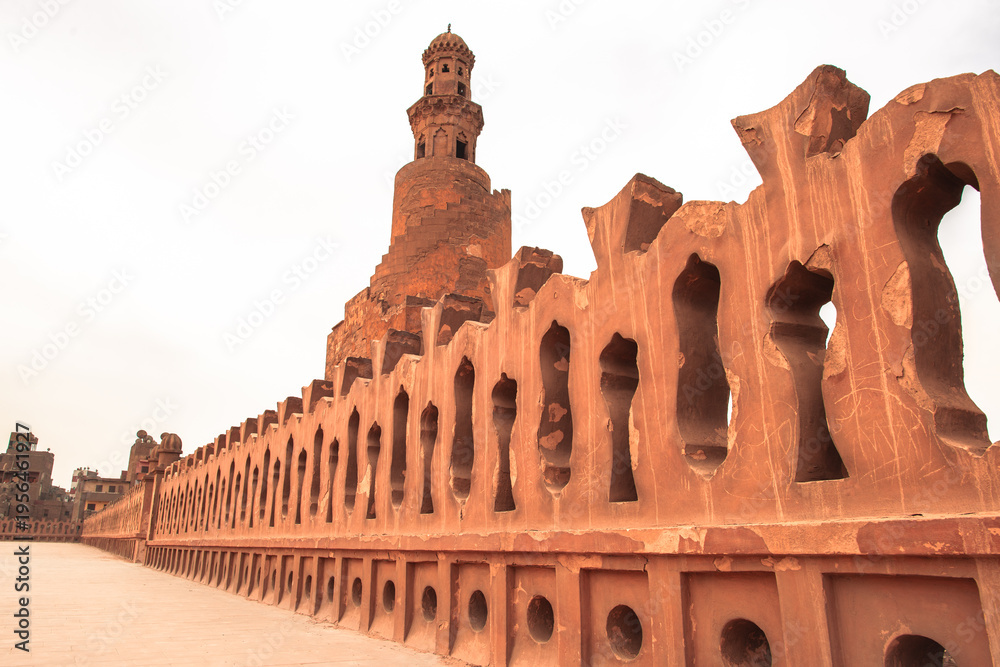 Naklejka premium The Mosque of Ibn Tulun in Islamic Cairo, Egypt, was built between 876 and 879 CE by its namesake, Ahmad ibn Tulun.