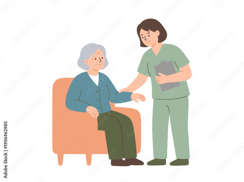 Obraz premium Elderly woman receives care from nurse