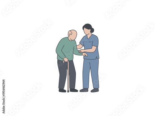 Caregiver assists elderly patient