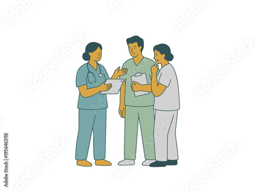 Medical professionals discuss patient information