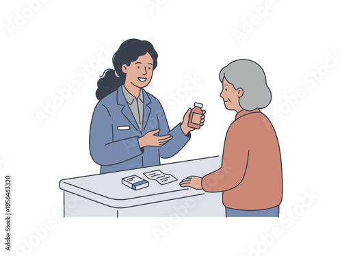 Women exchanging object at counter