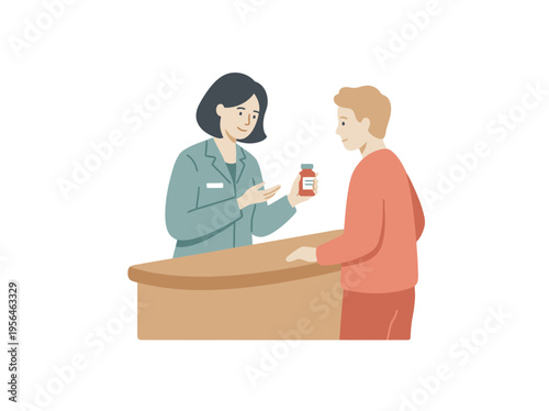 Women interacting at counter in professional setting