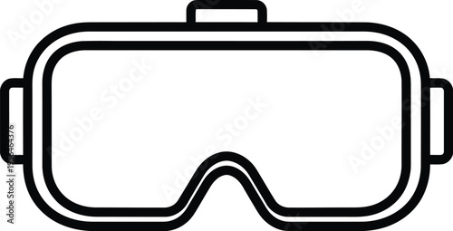 Minimalist black and white line art illustration of a virtual reality headset for modern design