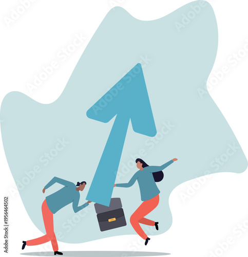 Teamwork effort to help growing business, resistance or support for business growth, cooperation to improve and raising performance.human life and situation.