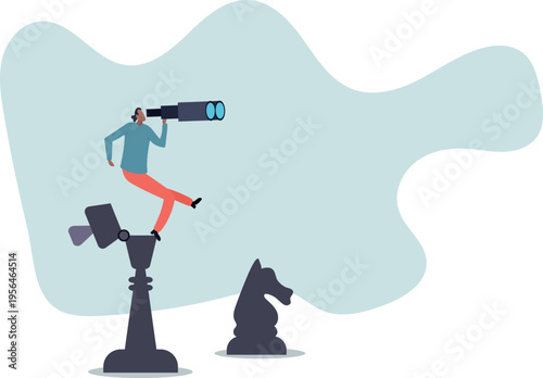 Success strategy, leadership vision or looking for opportunity, competitor analysis .human life and situation.