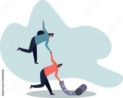 Career path road to success, begin or start new job or career development, leadership to plan for business direction .human life and situation.