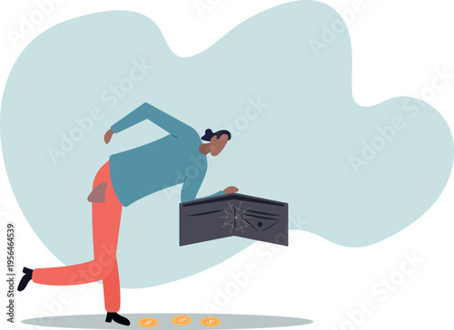 Poor or poverty with empty wallet, financial problem, trouble to pay rent or loan,.human life and situation.
