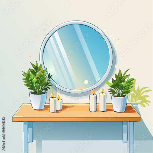 Moderner Spiegel mit stilvoller Wohnaccessoire-Dekoration