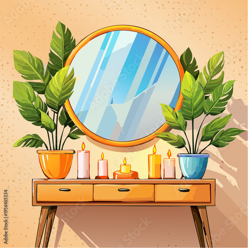 Moderner Spiegel mit stilvoller Wohnaccessoire-Dekoration