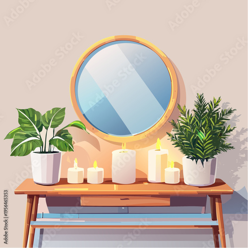 Moderner Spiegel mit stilvoller Wohnaccessoire-Dekoration